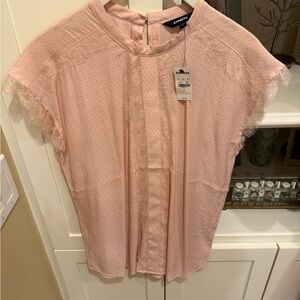 Express Soft Pink Lace Accent Blouse